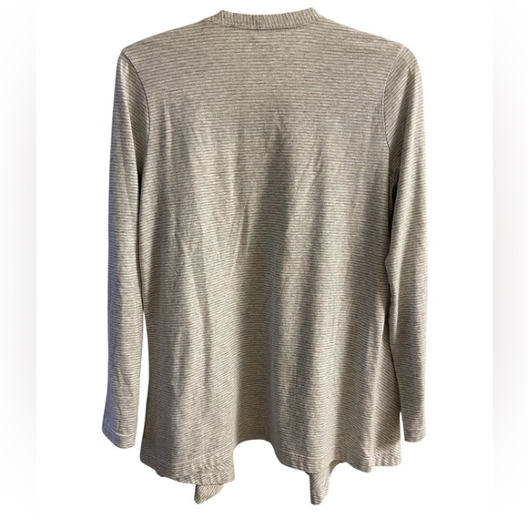 J Jill Pure Jill cascading cardigan  striped heather grey pima cotton XS/S - Picture 2 of 8